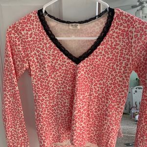 Brandy Melville crop leopard print top